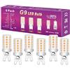 POIUYTO Lampadina LED per attacco G9, dimmerabile, bianco caldo (2700 K), 450 lumen, vetro trasparente, ricambio per lampadine tradizionali da 30 W, confezione da 6