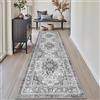 DEXI Passatoia Corridoio 60 x 210 cm, Tappeto Cucina Antiscivolo Lavabile, Tappetino Morbido Vintage di Pelo Corto e Lungo - Assorbente per Porta, Ingresso Interno e Lavanderia, Grigio