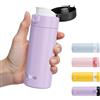 Exllena Borraccia Termica Piccola 220ml - Bevi con Una Sola Mano - Mini Borraccia Termica da Borsetta, 100% A Tenuta Stagna, Portatile per Viaggio, Ufficio, Auto e Scuola(Viola/Nero)
