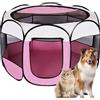 LUPATDY Recinto per Cani da Interno, Portatile Box Cani per Interno ed Esterni, Box Pieghevole per Cane e Gatti, Kennel Cane Piccolo, Gabbia per Gatto, Cucciolo Conigli, 74 x 74 x 43 cm (Rosa)