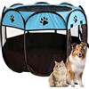 LUPATDY Recinto per Cani da Interno, Portatile Box Cani per Interno ed Esterni, Box Pieghevole per Cane e Gatti, Kennel Cane Piccolo, Gabbia per Gatto, Cucciolo Conigli, 74 x 74 x 43 cm (Nero-Blu)
