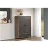 trendteam smart living - Fusion - Highboard - Marrone scuro/Bronzo Perlato - Armadietto da sposa con motivo elegante - 120 x 163 x 42 cm - Stile cinese - Funzione soft close