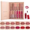 Lishang 12 Pezzi Set Lucidalabbra Liquido Rossetto Lunga Durata Tinta Labbra Lip Gloss Kit Rossetti Matte Opaco Labbra Rosso Brillantini Trousse Trucchi Bellezza Cofanetto Donna Ragazza Regalo