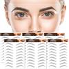 MWOOT 6 Fogli 4D Hair-Like Adesivi Sopracciglia,Eyebrow Tattoos Stickers,Impermeabili Adesivi Trasferimenti Sopracciglia(Nero-12)