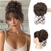Sofeiyan Chignon Capelli Finti con Elastico, Ondulato Chignon Finto per Capelli Sintetica Coda di Cavallo Posticci per Capelli Spessi Updo per Donne, 50g Castano Scuro e Castano Chiaro