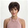 AIYLMZ Parrucche da donna con capelli corti castani misti con frangia, parrucche naturali soffici a strati con taglio a folletto, parrucche sintetiche per costume da festa quotidiano (Marrone)