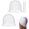 UILYNIU 4 Pezzi Cuffia per Meches Cuffia Per Capelli Per Meches, Cappello Colorante con 2 Gancio Aghi, Cappucci In Silicone Per Tinture, Strumento per Lo Styling, Meches Capelli per Ragazze (Bianco)