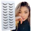 Glowing Win Ciglia Finte Naturali 10 Paia 3D Corte Sottili False Eyelashes Fatte a Mano, Riutilizzabili Fake Lashes Mink per il Trucco