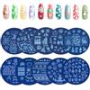 EBANKU 10 Pezzi Set di Nail Art Stamping Stampini, Nail Art Template Stencil Kit Fiocco di Neve Piatti per Timbri per Unghie per Donna Ragazze Decorazione Unghie Natalizie (A)