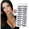 Glowing Win 10 Paia Ciglia Finte Naturali 3D Sottili Fake Cat EyeLashes Mink Fatte a Mano Corte Riutilizzabili per il Trucco di Glowing Win
