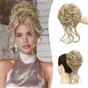 Sofeiyan Chignon Finto Ondulato con Elastico, Coda di Cavallo Posticci per Capelli Spessi Updo per Donne, 50g Punte Biondo e Biondo Cenere