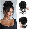 Sofeiyan Chignon Capelli Finti con Elastico, Ondulato Chignon Finto per Capelli Sintetica Coda di Cavallo Posticci per Capelli Spessi Updo per Donne, 50g Nero