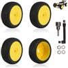 equlup 4pcs Pneumatici Posteriori Anteriori RC e Ruote con Cerchi di Ruote esagonali da 17 mm e Pneumatici in Gomma per 1/8 RC off Road Racing Auto di aggiornamento Parti (Yellow)