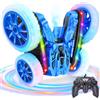 MidiVix Auto telecomandata, auto rotanti a 360° 4WD RC con luci laterali e fari, 2,4 GHz su entrambi i lati RC Stunt Car con spray, auto giocattolo e regali per bambini (blu)