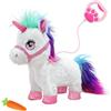 YH YUHUNG Unicorno Giocattolo che Cammina con Guinzaglio, Peluche Interattivo con Corno Luminoso e Suoni, Pony Elettronico, Regalo per Bambina 3 4 5 6+ Anni