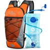 Nepest Zaino da bicicletta da 6 l con sacca idrica da 2 l, leggero e traspirante, Colore: arancione., 2L | Cinghie regolabili, aerodinamiche, impermeabili, vesciche da 2 l, senza BPA, per MTB, ciclismo, corsa, sci