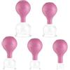 QHXKQH 5 Pezzi Coppette per Coppettazione Massaggio Viso in Vetro, Aspirazione Sottovuoto in Silicone, Cupping Therapy per Anticellulite, Antirughe e Pelle Senza Età, per Occhi, Viso e Corpo (Rosa)