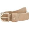 Tommy Hilfiger Donna Cintura Essential Effortless 2,5 cm in Pelle, Beige (Clayed Pebble), 85 cm