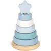 small foot Torre a Incastro Blu, Gioco educativo in Legno, 7 Pezzi Pastello, stimola la motricità dai 12 Mesi, 12712