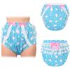 LittleForBig Seta lavabile, riutilizzabile, impermeabile, con fiocco in pizzo increspato, grazioso, motivo coniglietto sopra il pannolino per adulti, colore blu, S