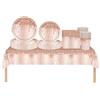COSORO Set di stoviglie per feste, in oro rosa, 69 pezzi, con brillantini, usa e getta, per compleanni, matrimoni, decorazioni da tavola