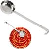 COLLBATH Cucchiaio per salse per pizza in acciaio inox, con manico lungo, fondo piatto, mestolo per salse calde e zuppe, robusto utensile da cucina per famiglia e gastronomia, versatile