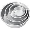Auddemg Set di 4 Tortiera rotonda per torta (Ø 10/15/20/26 cm), Professionale Teglia da forno per torte in alluminio anodizzato con fondo rimovibile, Argento