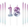 mciskin 18th Compleanno Numero Set con Candele Colorate, Viola Blu Lunghe Torta Topper Decorazioni per Ragazzi Ragazze Uomini Donne Festa di Compleanno Anniversario di Nozze