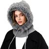 AYPOW Donna Inverno Termico Cappelli in Maglia e Sciarpe, 2 in 1 Caldo Antivento Regolabile Peluche Passamontagna con Scaldacollo, Moda Casual Cappuccio Elasticità Berretto per Sport all'Aria Aperta