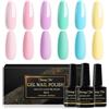 Shining She Smalti Semipermanenti per Unghie Pastello,6 Colori Rosa Lilla Blu Verde Giallo Semipermanente Unghie Soak-Off UV,Adatto per Nail Art Femminile Di Famiglia,8ML