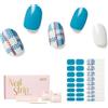 Nailog Unghie Gel Adesive UV - 34pcs Smalto Adesivo Per Unghie,Full Wraps Lampada UV/LED Adesivi per unghie,Stickers Unghie Nail Art,lunga durata Unghie Gel Nails Starter Kit,Azure Mosaic