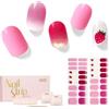 NAILOG Strisce per Unghie in Gel Semi Polimerizzato, 34 Pcs Adesivi e Decalcomanie per Unghie di Qualità da Salone, Nail Wraps Decorazione DIY per Donne Ragazze, Strawberry Love