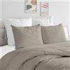 Ruggeri Set Copripiumino Matrimoniale, Sacco e Federe, Raso, Tortora Righe | 1 sacco copripiumino 250x200 cm con risvolto 40 cm, 2 federe 50x80 cm con chiusura sacco 20 cm, Made in Italy