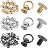 Zimoer 60 Pezzi Rivetti a Vite da 8 mm, Rivetti in Pelle, Rivetti con Anelli in Metallo, Rivetti a Testa di Vite, Borchia Vite Rivetto, Rivetti con Bottoni in Metallo, per Cinture, Borsa, Artigianato DIY