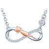 MICSAVI Collana Orecchini da donna ragazza, parure di gioielli in argento 925, ciondolo orecchini infinito zircone, collana orecchini simbolo di infinito con gatto gattino, argento con oro rosa