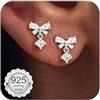 MILACOLATO Orecchini Donna Argento 925 Orecchini Cerchio Bambina Fiocco 14K Oro Placcato Anallergici Piercing Orecchio con Zirconia Cubica a Bottone Set Huggie Hoop Gioielli Donna Argento Oro-AS