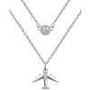 MICSAVI Collana Donna Doppia Catena con Ciondolo Aeromobili e Zirconia, Argento Sterling 925 Gioielli da Donne Mamma Ragazze