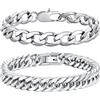 Richsteel Set di 2/3 Braccialetti in Acciaio Inossidabile di Alta Qualità Bracciale Uomo Argento Nero Oro Lunghezze 19cm 21cm 23cm Catena Cubana