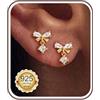 MILACOLATO Orecchini Donna Argento 925 Orecchini Cerchio Bambina Fiocco 14K Oro Placcato Anallergici Piercing Orecchio con Zirconia Cubica a Bottone Set Huggie Hoop Gioielli Donna Argento Oro-AG