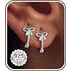 MILACOLATO Orecchini Donna Argento 925 Orecchini Cerchio Bambina Fiocco 14K Oro Placcato Anallergici Piercing Orecchio con Zirconia Cubica a Bottone Set Huggie Hoop Gioielli Donna Argento Oro-DS