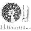 Mikihat Kit Riparazione Occhiali, 1000pz Piccole Viti Dadi Assortimento in Acciaio Inox con Cacciavite e Pinzette, Occhiali Strumento di Riparazione, Viti per Occhiali Kit per Occhiali da Sole Orologi