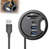 Aicharynic Hub USB 3.0 con lettore di schede SD/TF, bocchetta da scrivania da 60 mm con porta Type-C e 2 porte USBA, hub da incasso per PC desktop, passacavo da tavolo, hub USB per PC, laptop, monitor, audio