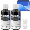 SHUOLEI 32XL Inchiostro Compatibile con HP 32XL Flaconi di Inchiostro Multipack per Smart Tank 5105 7005 7006 7305 7306 7605; Smart Tank Plus 315 319 455 515（2-pack,2 Nero）