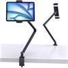 Lucrave Supporto per tablet, supporto per iPad in alluminio per scrivania, braccio regolabile con base girevole a 360°, compatibile con iPad Pro/Air/Mini, iPhone, Kindle, Fire HD da 4,7 a 13 pollici