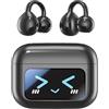vashoy Cuffie Bluetooth con clip, cuffie sportive Bluetooth 5.4, auricolari aperti, IPX5, impermeabili, display digitale, tipo aperto, adatto per sport/fitness/corsa (nero)