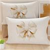 PETTI Artigiani Italiani - Coppia di Federe Cuscino 40x70 cm in Microfibra, Cuscini Arredo Camera da Letto, Divano, Salotto, Set 2 Fodere Copricuscino, Federa Fiocco Beige, 100% Made in Italy