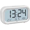 TFA Dostmann Sveglia digitale NOCTA, 60.2052.02, display LCD con ampio display dell'ora, funzione snooze, temperatura ambiente, indicazione del giorno della settimana con data, allarme forte, bianco