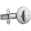 Kwikset 663 Serratura a catenaccio senza chiave, cromata satinata, rotonda, per porta d'ingresso anteriore, con chiavistello e adattatore, nessun montaggio esterno