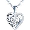 MICSAVI Collana Donna con Cuore Argento 925 Forever Love Collana Ciondolo Zircone con a Forma di Cuore, Gioielli da Donna Regalo per Moglie, Mamma, Fidanzata, Amica