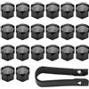 Saituo Home 20 Pezzi Copridadi Ruota 17mm, Universali Copridadi Esagonali per Pneumatici, Copri Bulloni Autos, Tappi Ruote Auto con Strumenti di Rimozione per Rimozione Auto (Nero)